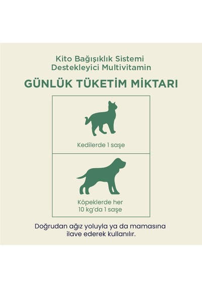 Kito Kedi Ve Köpekler İçin Multivitamin Bağışıklık Sistemi Tamamlayıcı 2g X 15 Saşe