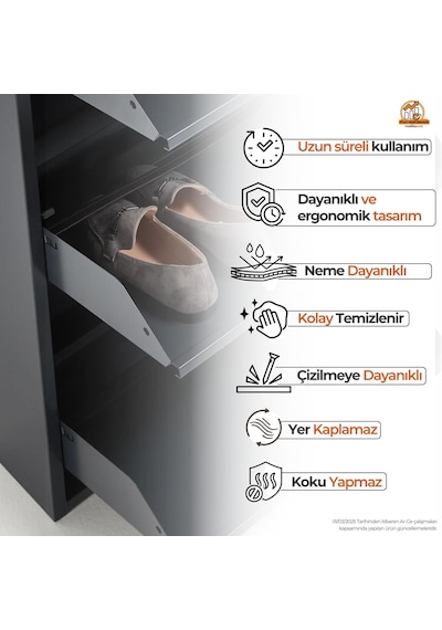 Kilitli 4'lü Metal Ayakkabılık - Antrasit