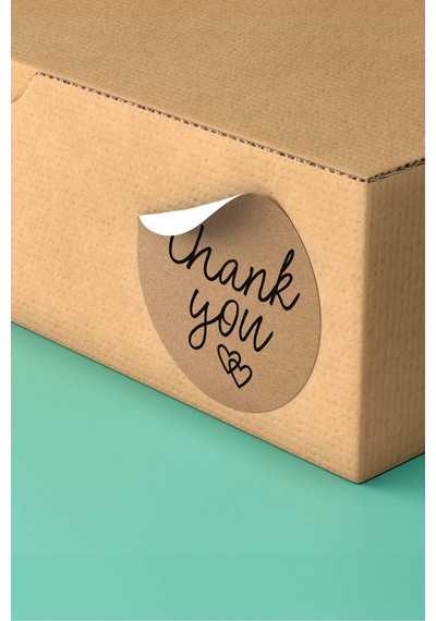 Kraft Kalpli Thank You Sticker 3x3cm St2337 Çok Renkli