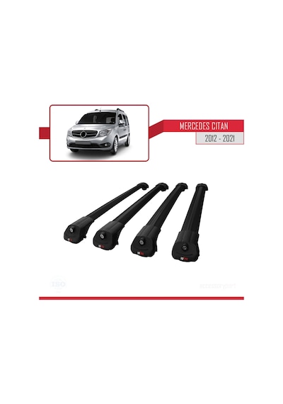 Mercedes Citan 2012-2021 W415 Arası İle Uyumlu Ace-1 Ara Atkı Tavan Barı Siyah 4 Adet Bar