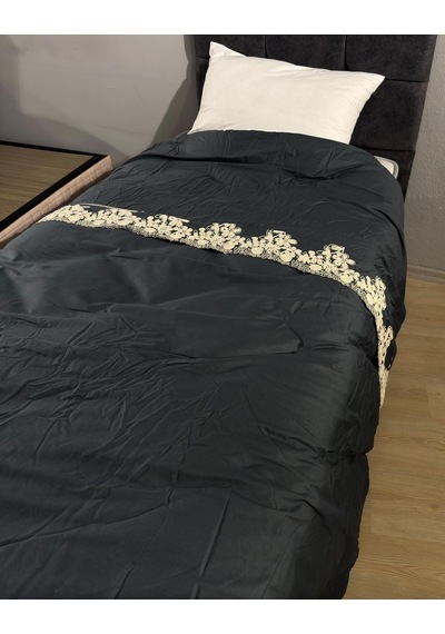 Clasy Saten %100 Pamuk Saten Tek Kişilik Yorgan Osela V4 İndigo Gri