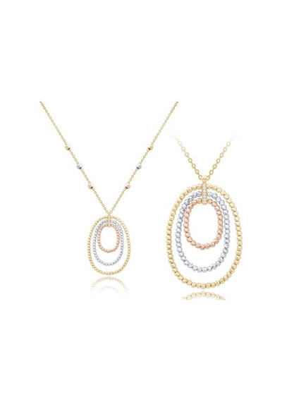 Diamond Line-Gülaylar - 3 Renkli Altın 14 Ayar Toplu Kolye N11.24644