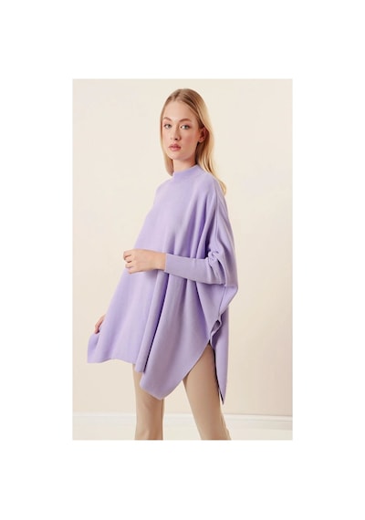 Onno Style Women Düz Triko Standart Panço Lila