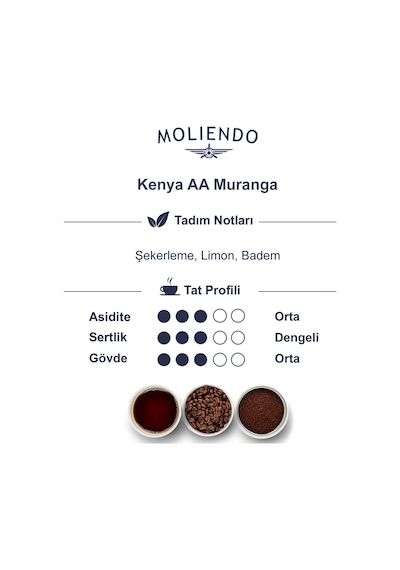 Moliendo Kenya AA Muranga Yöresel Çekirdek Kahve 250 G