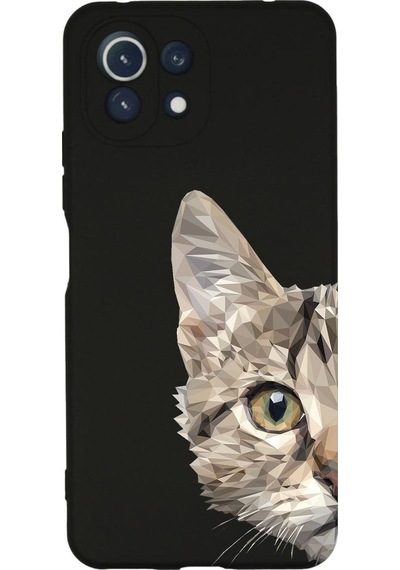 Xiaomi Mi 11 Lite Uyumlu Lansman Kılıf Catface Tasarımlı Içi Kadife Kapak-siyah Çok Renkli