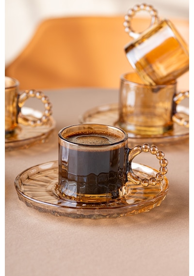 Emsan Muhabbet Amber 6'lı Cam Kahve Fincanı 100 Ml Amber