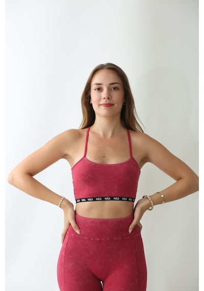 Nature The Brand Kadın Sporcu Sütyeni - Seamless Ve Toparlayıcı Sırt Detaylı Bra Acid Pembe Vişne