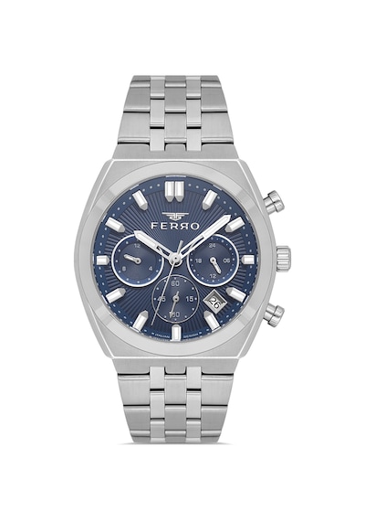 Ferro Fm43022a-a3 Quartz Çelik Gri Lacivert Kadran 41 Mm Erkek Kol Saati Gri