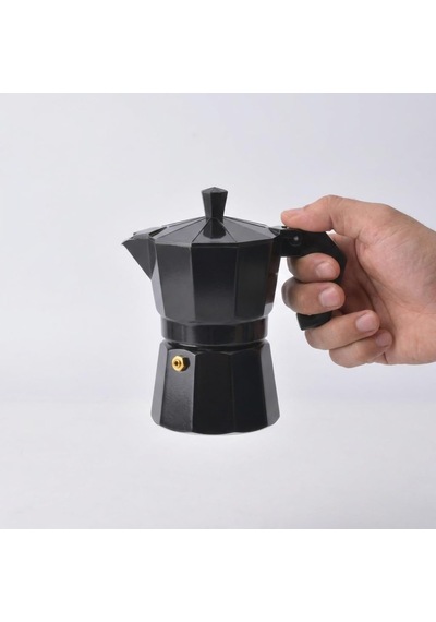 Deconox Siyah Moka Pot 3 Fincanlık Moka Kahve Cezvesi, 180 Ml Alü