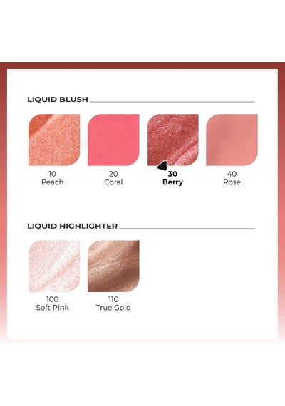 Cosmetics Liquid Blush Nemlendirici Etkili Likit Allık - 30 Berry Işıltılı Çok Renkli