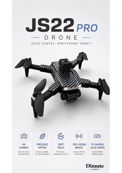Js22 Pro Drone 4k Kameralı Fırçasız Motorlu Çift Lens Korumalı 360 Takla Drone