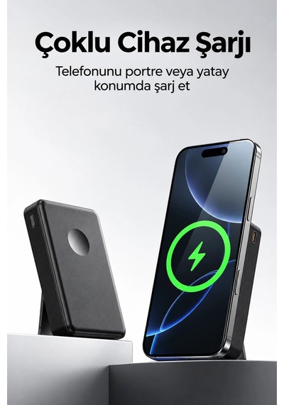 Ven-dens Vd-pb074 10000 Mah Qi Kablosuz Hızlı Şarj Powerbank, 15 W Kablosuz Çıkış, Type-c Ve, Siyah