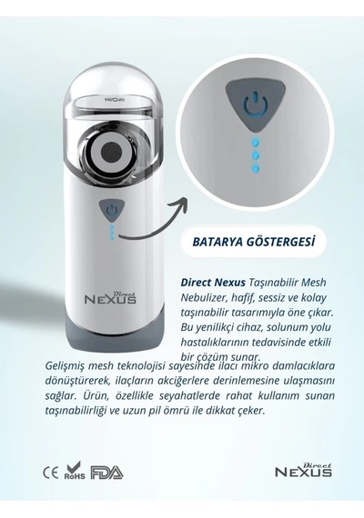 Mey İthalat Nexus Taşınabilir Mesh Hava Makinesi Nebulizatör