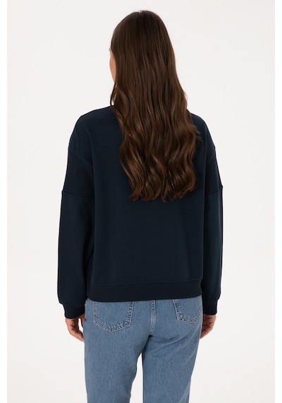 U.S. Polo Assn. Kadın Lacivert Pamuklu Bisiklet Yaka Sweatshirt 50314170-VR033