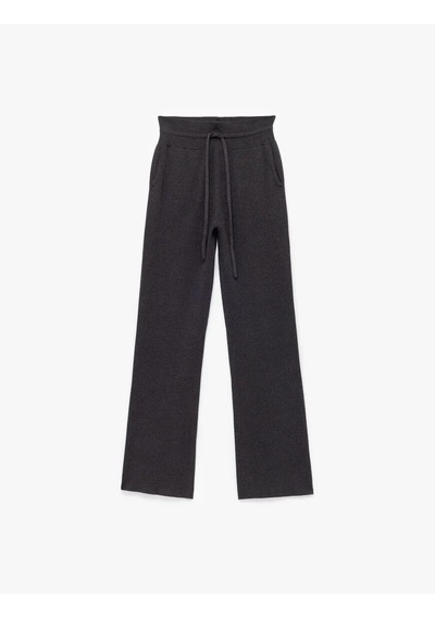 Koton Beli Bağcıklı Cepli Yüksek Bel Düz Bol Paça Kadın Triko Pantolon 6wak40001ht Antrasit Koton Beli Bağcıklı Cepli Yüksek Bel Düz Bol Paça Kadın Triko Pantolon 6wak40001ht Antrasit