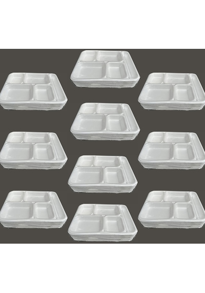 Dağyüce Tek Kullanımlık Köpük 5 Bölmeli Tabldot Köpük Tabak - 26.5x35 Cm. - 10 Adetlik 10 Paket