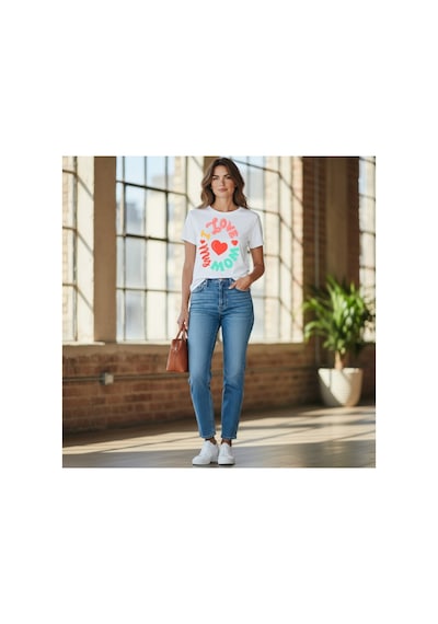 Urbantrendstore Unisex Anneler Günü Hediyesi Oversize Fit Rahat Geniş Salaş T-shirt Günlük Tişört Beyaz