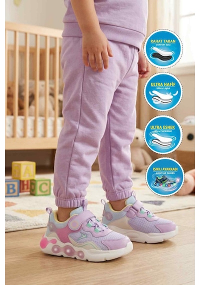 Cool Flash P Lila Cırtlı Işıklı Kız Çocuk Spor Ayakkabı
