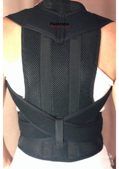 Overpazar Unisex Siyah Dik Duruş Durma Ortopedik Bel Ve Sırt Destek Korsesi Siyah