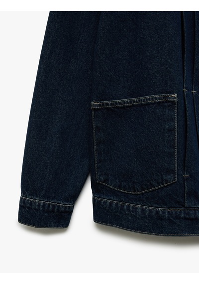 Koton Fermuarlı Pamuklu Cepli Dikiş Detaylı Gömlek Yaka Denim Ceket Koyu İndigo 5sam50022nd Indıgo Koton Fermuarlı Pamuklu Cepli Dikiş Detaylı Gömlek Yaka Denim Ceket Koyu İndigo 5sam50022nd Indıgo