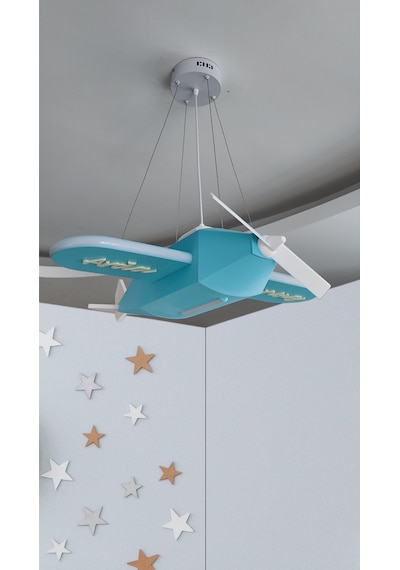 Uçak Temalı Entegre Led Çocuk Odası Sarkıt Avize 70x80 Cm Kişiye Özel Tasarım, El Yapımı Görünüm Diğer