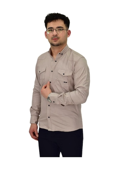 Erkek Spor Likralı Gömlek Bgl-st04343 Taş