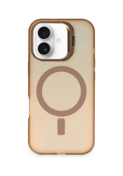 Newface Apple Uyumlu iPhone 16 Plus Kılıf Primera Magsafe Standlı Kapak - Gold Altın