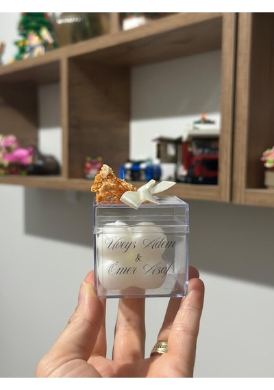Bernami Mumluk Şamdanpinterest Özel Düğün Lüks Mini Çiçekli Bubble Mum Krem Kurdela Süslemeli 10 Adet Diğer