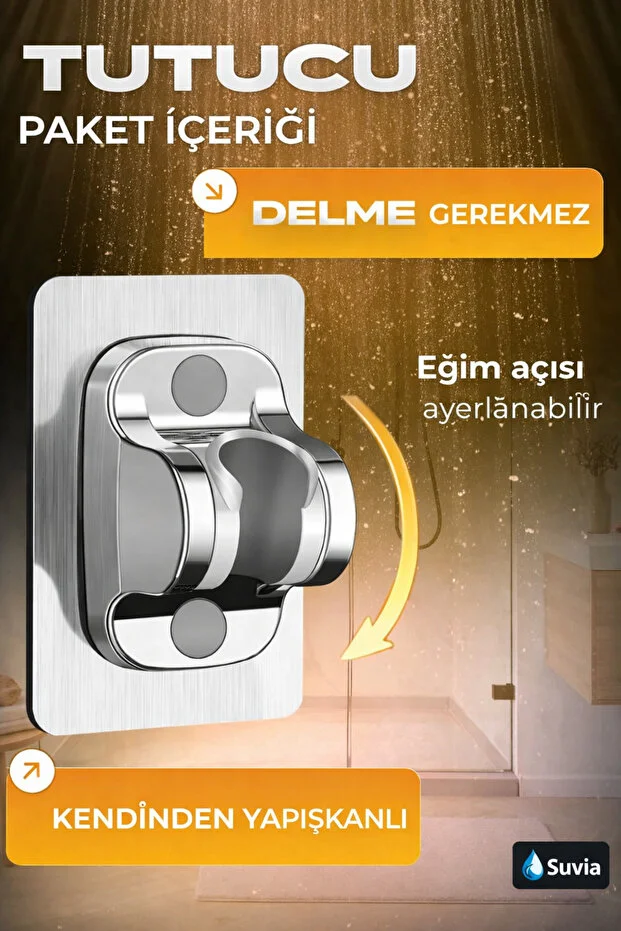 Duş Başlığı Seti 5 Fonksiyonlu Çelik Hortumlu Yüksek Basınçlı Parlak Krom