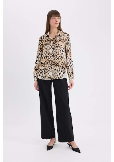 DeFacto Regular Fit Leopar Desenli Uzun Kollu Gömlek I8266AZ25SPBG362