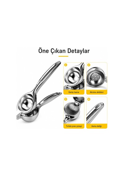 Sogud Limon Sıkacağı Paslanmaz Çelik - Manuel Narenciye Presi - Portakal Mandalina İçin El Tipi Meyve Suyu Aparatı - Dayanıklı Metal Gövde - Ergonomik Tutma Saplı Mutfak Yardımcısı