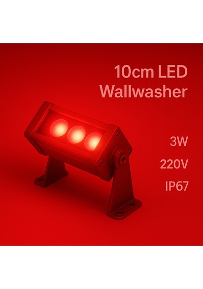 10cm 3w Led Wallwasher Kırmızı Dış Cephe, Minare, Bahçe Aydınlatma Iç-dış Kullanım Ip65 Kırmızı