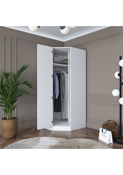 Rani Ba140 Köşe Modül Gardırop Tek Kapaklı 6 Raflı Askılı Elbise Dolabı Tamamlayıcı Köşe Ünitesi Beyaz Rani Ba140 Köşe Modül Gardırop Tek Kapaklı 6 Raflı Askılı Elbise Dolabı Tamamlayıcı Köşe Ünitesi Beyaz