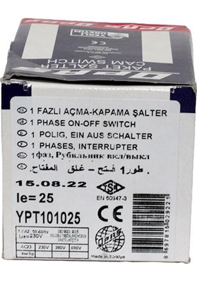 OPAŞ 1X25A 0-1 Aç-Kapa Şalter