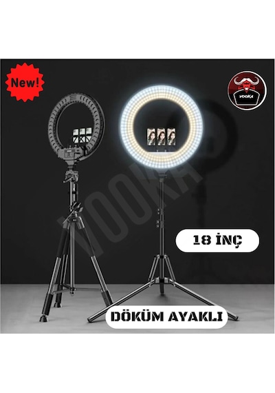 Vilya Megalüx Döküm Ayaklı Profesyonel Kuaför Makyaj Çekimleri 18ınç 460 Led Kumandalı Ring Lıght