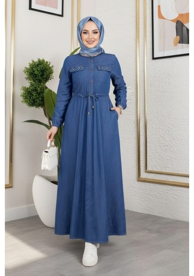Hb Harma Time Butik Kadın Taş İşlemeli Düğmeli Koyu Mavi Kot Elbise Koyu Mavi Koyu Mavi Hb Harma Time Butik Kadın Taş İşlemeli Düğmeli Koyu Mavi Kot Elbise Koyu Mavi Koyu Mavi
