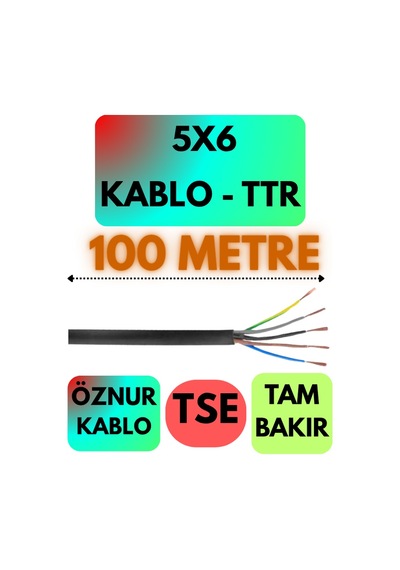 Öznur 5x6 Ttr Kablo Siyah Metre Seçenekli - 100 Metre