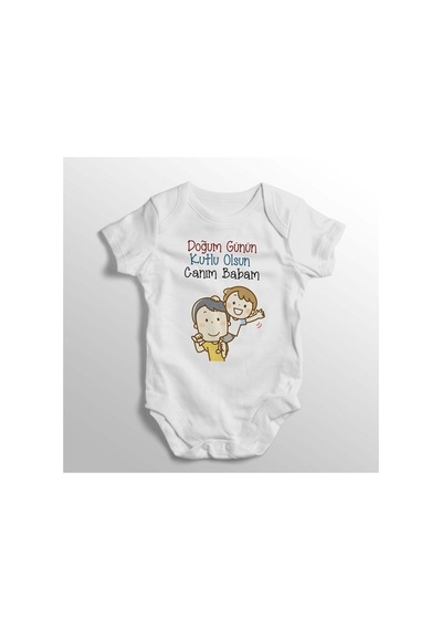 Babylimon Doğum Günün Kutlu Olsun Canım Babam Baskılı Bebek Zıbını Beyaz - 132207211 Beyaz