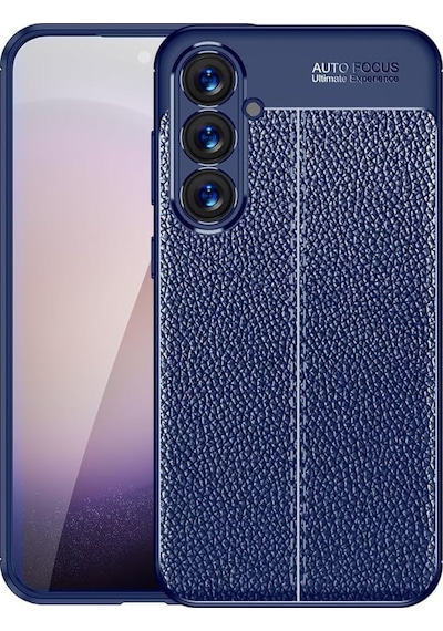 Samsung Galaxy Uyumlu A16 Kılıf Focus Deri Dokulu Kamera Korumalı Silikon Kılıf Lacivert