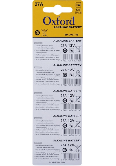 Oxford 27A MN27 V27A V27GA 12 Volt Alkalin Pil 5’li Paket