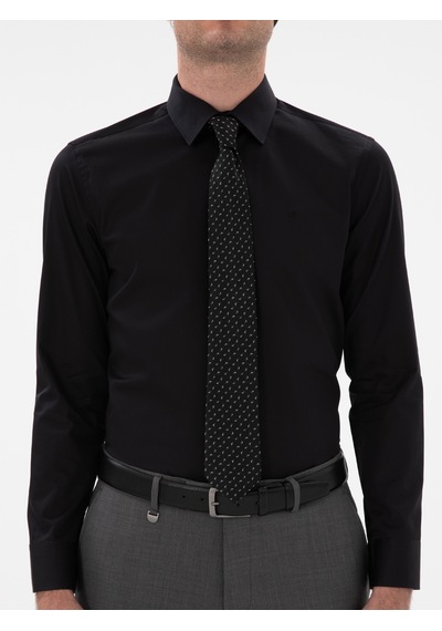 Cacharel Siyah Slim Fit Klasik Yaka Basic Gömlek