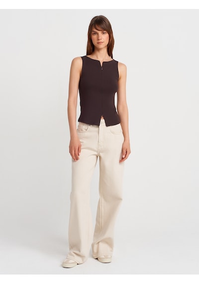 Dilvin 31764 Fermuar Detaylı Top-koyu Kahve