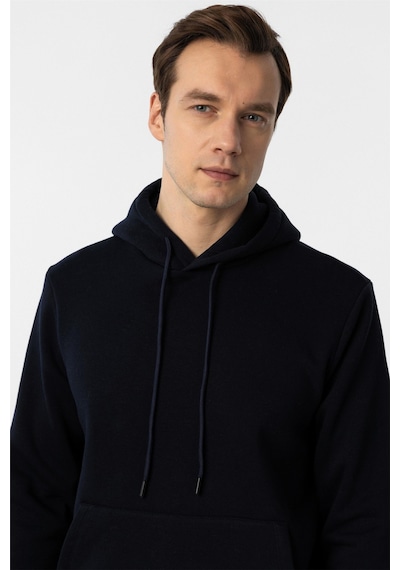 Süvari Lacivert Regular Düz Kapüşonlu Yaka Sweatshirt