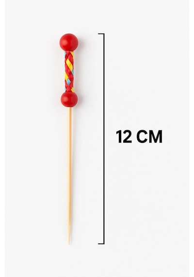 50 Adet Dekoratif Kırmızı Örgülü Bambu Kürdan 12 Cm Kokteyl Parti Kanepe Sunum Çubuğu Seti Paket