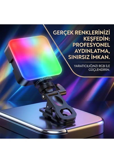 Rgb Led Panel - Hareketli Klipsli, Şarj Edilebilir Taşınabilir Işık, Canlı Yayın Ve Vlog İçin İdeal