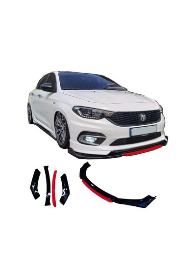 Fiat Egea Uyumlu Ön Lip Kırmızı Renkli 4 Parça - A+ Ürün - Dayan