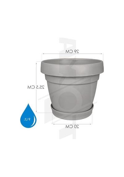 29 Cm Tabaklı Delikli Plastik Çiçek Saksısı, 9 Litre Kapasite Bej Renk