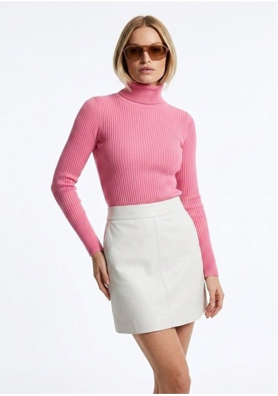 Onno Style Women Fitilli Balıkcı Yaka Basic Kazak Pembe
