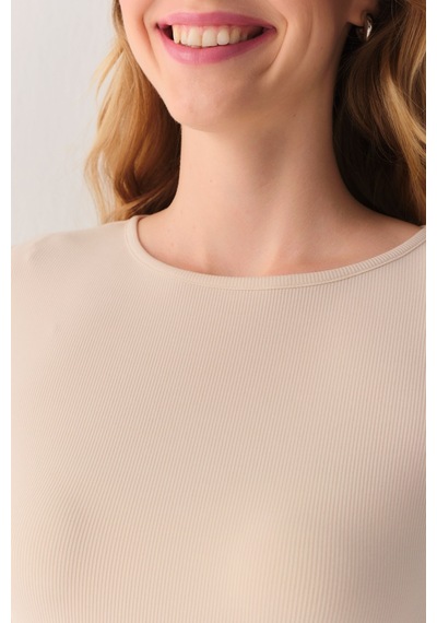 Suwen Fine Rib Modal Ribanalı Body St6004612036 Ekru