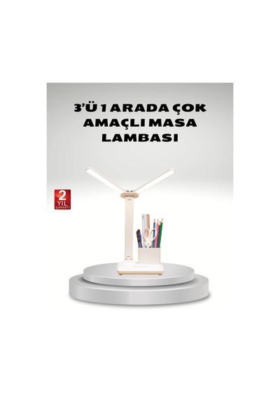 Kısılabilir Led Masa Lambası - Kalemlik Ve Telefon Standlı, Göz Yormayan Işık Çok Renkli